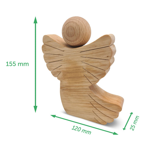 Tischdekoration aus Holz - gravierter Engel - Personalisiert mit Namen & Datum