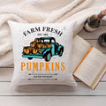 Bedrucktes Kissen mit Spruch Farm fresh pumpkins