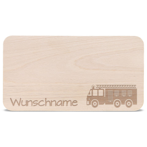 Frühstücksbrettchen für Kinder im " Feuerwehr" Design mit Wunschname