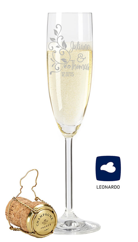 Leonardo Sektglas mit Gravur "Floral"