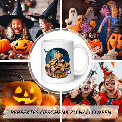 Bedruckte Tasse mit Motiv im Halloween Teddy Design