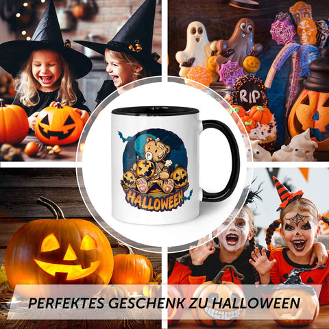 Bedruckte Tasse mit Motiv im Halloween Teddy Design