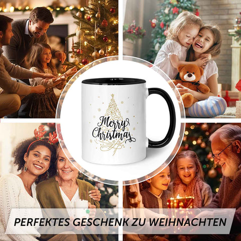 Bedruckte Tasse mit Weihnachtsmotiv im Weihnachtsbaum Design