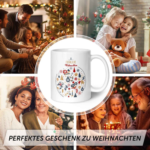 Bedruckte Tasse mit Weihnachtsmotiv - Fröhliche Weihnachtskugel