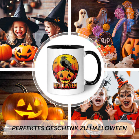 Bedruckte Tasse mit Motiv im Halloween Raben Design