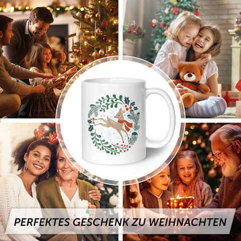 Bedruckte Tasse mit Weihnachtsmotiv - Winterreh