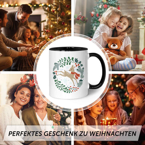 Bedruckte Tasse mit Weihnachtsmotiv - Winterreh