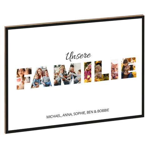 Holzschild mit Foto - Familie - Fotoschriftzug mit Namen zum Selbstgestalten