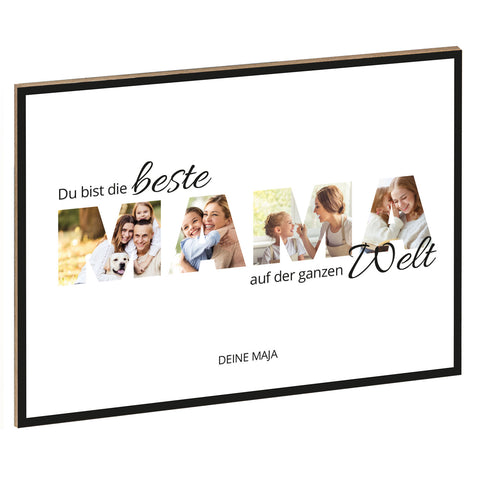 Holzschild mit Foto - Familie - Fotoschriftzug mit Namen zum Selbstgestalten