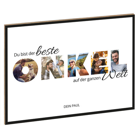 Holzschild mit Foto - Familie - Fotoschriftzug mit Namen zum Selbstgestalten