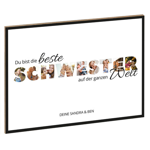 Holzschild mit Foto - Familie - Fotoschriftzug mit Namen zum Selbstgestalten