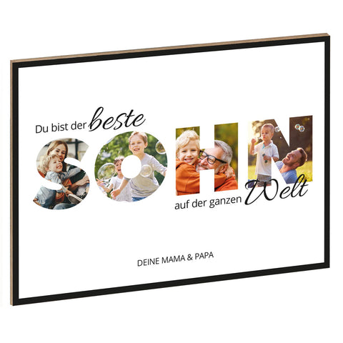 Holzschild mit Foto - Familie - Fotoschriftzug mit Namen zum Selbstgestalten