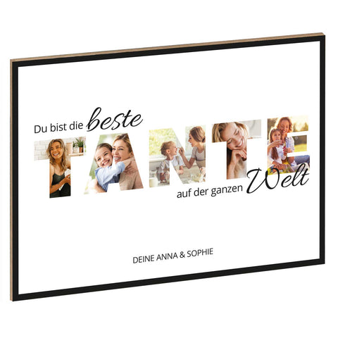 Holzschild mit Foto - Familie - Fotoschriftzug mit Namen zum Selbstgestalten