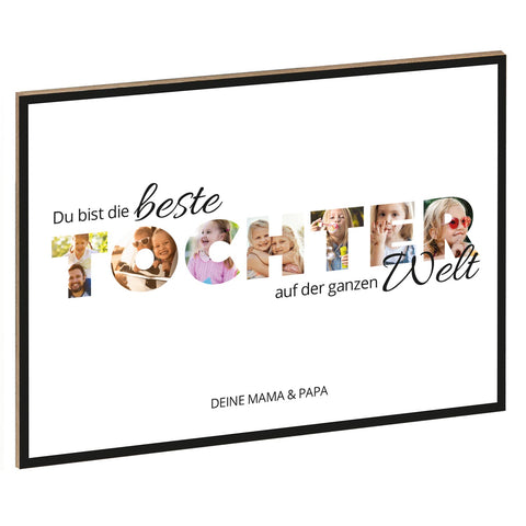 Holzschild mit Foto - Familie - Fotoschriftzug mit Namen zum Selbstgestalten