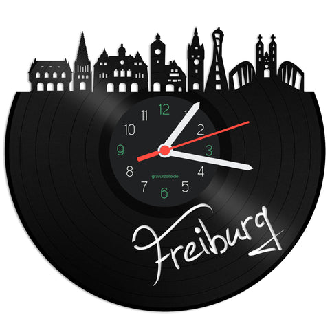 Schallplattenuhr Skyline Freiburg