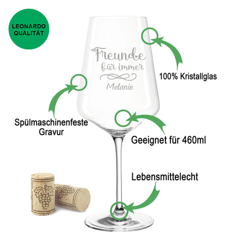 Leonardo Weingläser "Freunde für immer" mit Namen Gravur im Set