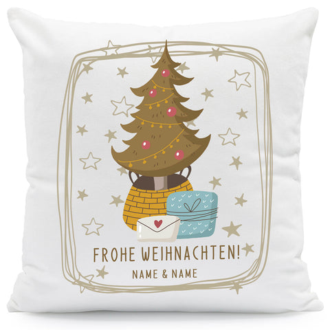 Kissen mit Weihnachtsmotiv mit Namen - Frohe Weihnachten Christmas tree - Weihnachtsdeko