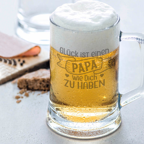 Montana Bierkrug mit Gravur "Glück ist einen Papa wie Dich zu haben" V2