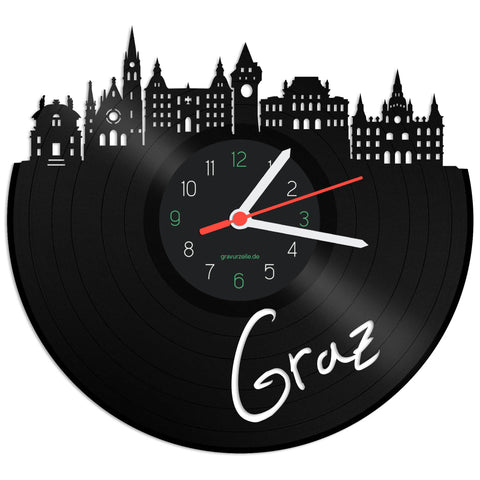 Schallplattenuhr Skyline Graz
