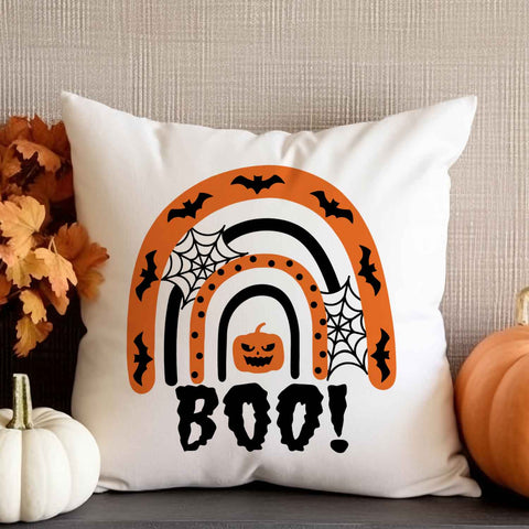 Bedrucktes Kissen mit Motiv Halloween Regenbogen