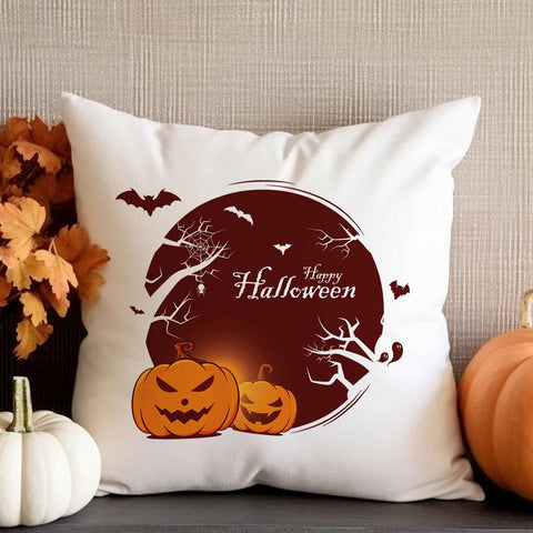 Bedrucktes Kissen mit Motiv Halloween Kürbis