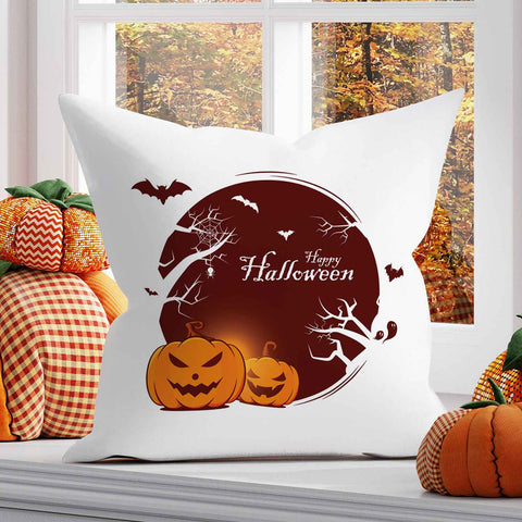 Bedrucktes Kissen mit Motiv Halloween Kürbis