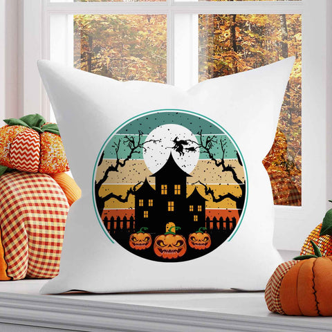 Bedrucktes Kissen mit Motiv Halloween Haus