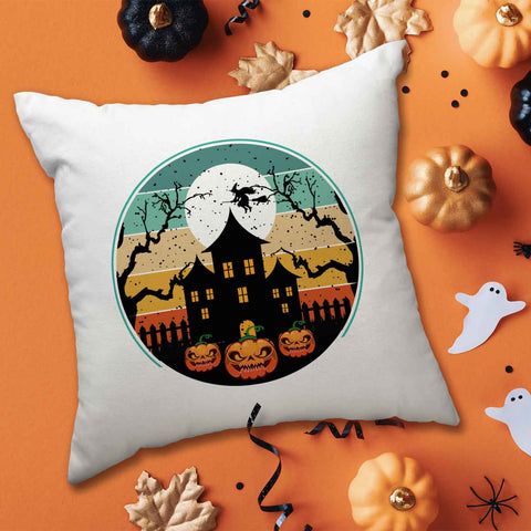 Bedrucktes Kissen mit Motiv Halloween Haus