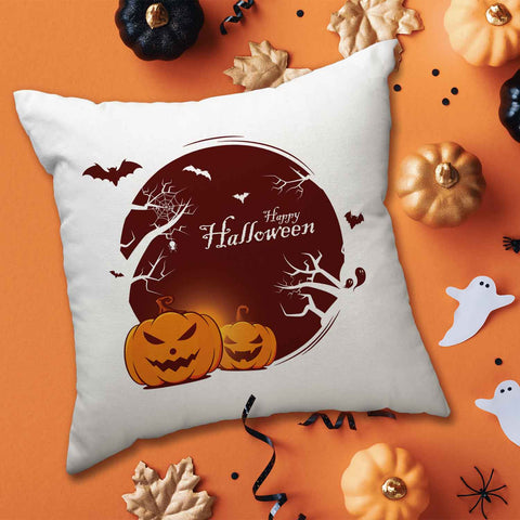 Bedrucktes Kissen mit Motiv Halloween Kürbis