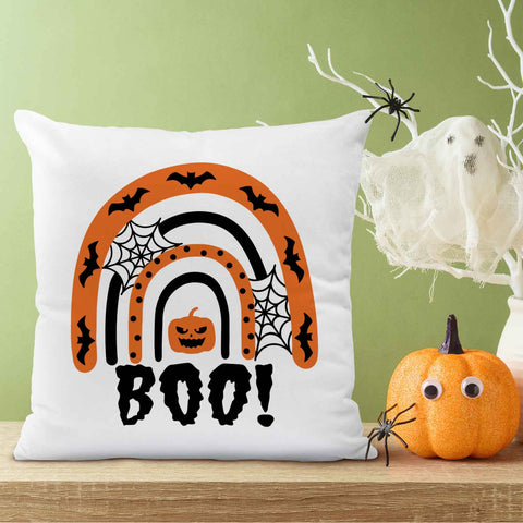 Bedrucktes Kissen mit Motiv Halloween Regenbogen