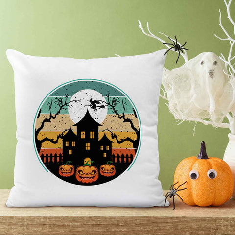 Bedrucktes Kissen mit Motiv Halloween Haus