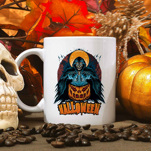Bedruckte Tasse mit Motiv im Halloween Reaper Design