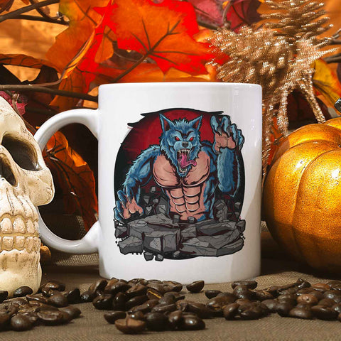 Bedruckte Tasse mit Motiv im Halloween Werwolf Design