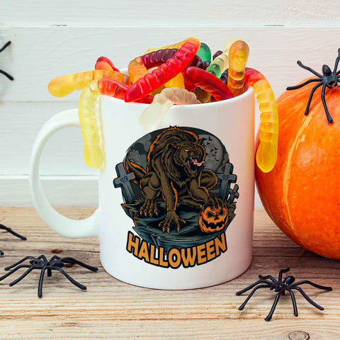 Bedruckte Tasse mit Motiv im Halloween Werwolf Design