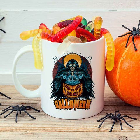 Bedruckte Tasse mit Motiv im Halloween Reaper Design