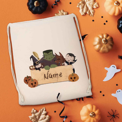 Bedruckter Turnbeutel für Kinder im Halloween Kids Design