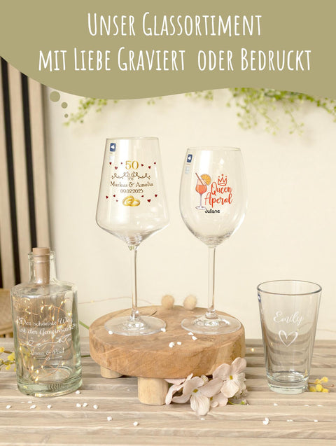 Gläser ⇒ Individuell gestaltete Glasware – GRAVURZEILE