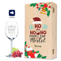 Leonardo Weinglas mit Gravur im "Pour the Merlot" Design inkl. Holzkiste