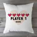 Bedrucktes Kissen mit Spruch "Player 1 & Player 2" im Set