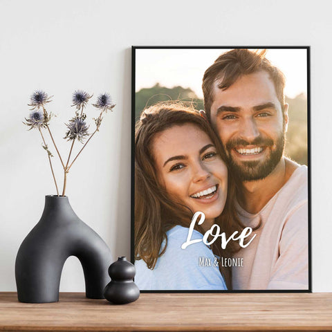 Holzschild mit Foto - Bild mit Wunschtext und Namen - Holzbild zum Selbstgestalten