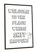 Holzschild mit Spruch Shit Happens