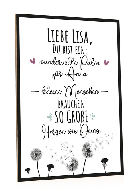 Holzschild mit Spruch Wundervolle Paten mit Namen
