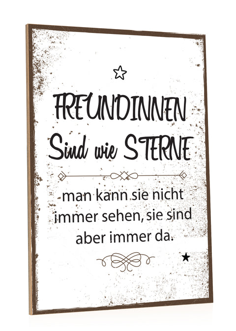 Holzschild Freundinnen sind wie Sterne