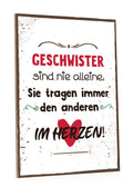 Holzschild Geschwister sind nie alleine