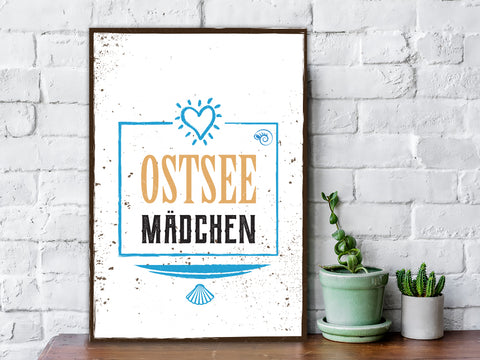 Holzschild Ostsee Mädchen