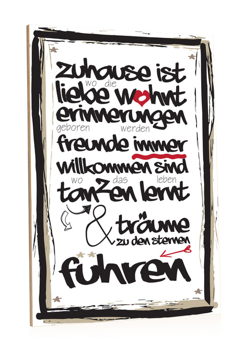 Holzschild Zuhause ist wo die Liebe wohnt