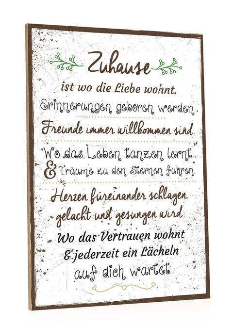 Holzschild Zuhause ist wo die Liebe wohnt