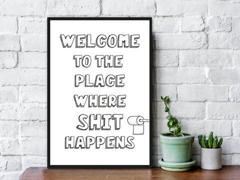 Holzschild mit Spruch Shit Happens