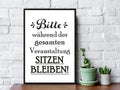 Holzschild Bitte sitzen bleiben