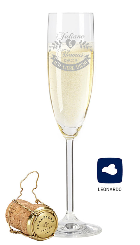 Leonardo Sektglas mit Gravur "Ich Liebe Dich"